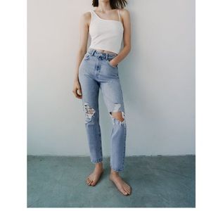 ZARA ripped mom jeans